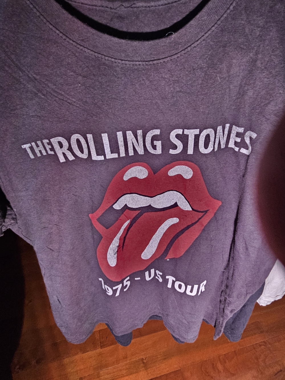 the Rolling Stones Kids Purple Tee with Red Tongue Graphic